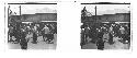 stereo glass slides; street crowd, woman in shawl, boy in foreground