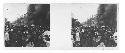 stereo glass slides; crowd watching smoke in distance