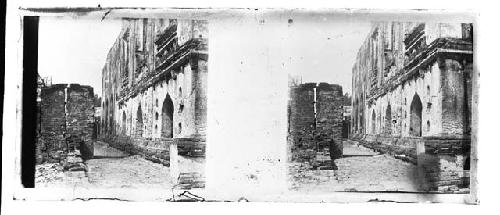 stereo glass slides; buildings and ruins