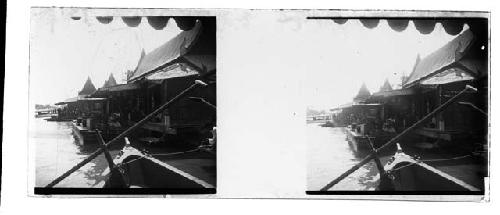 stereo glass slides; boats at dock