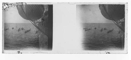 stereo glass slides; boats on water