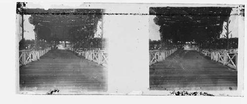 stereo glass slides; covered bridge