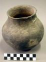 Ceramic complete vessel, jar, short neck, flared lip, round base