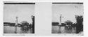 stereo glass slides; lighthouse on river