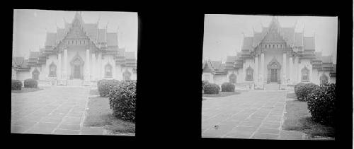 stereo glass slides; ornate building or temple