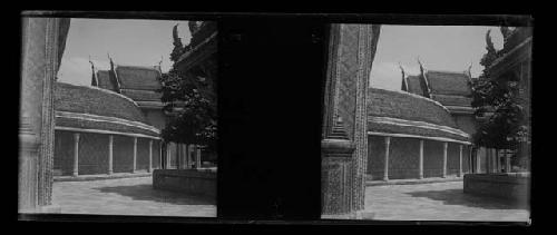 stereo glass slides; architecture exterior