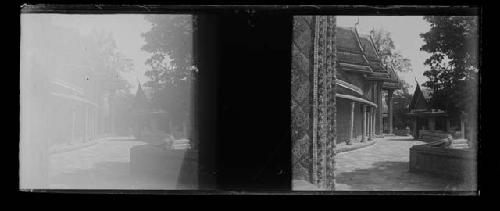 stereo glass slides; architecture exterior