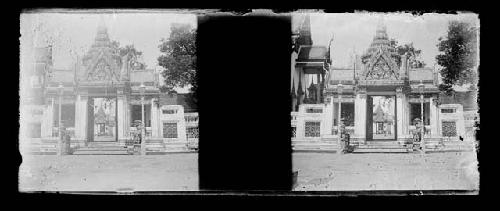 stereo glass slides; ornate architecture, shrine or temple