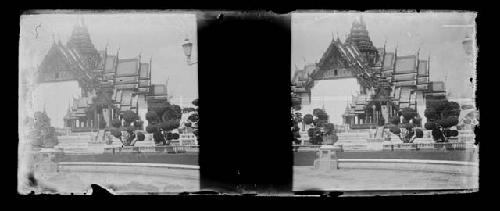 stereo glass slides; ornate building exteriors