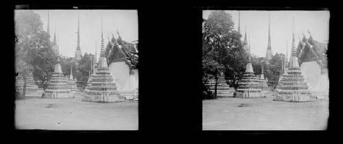 stereo glass slides; circular structures or temples