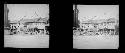 stereo glass slides; people in vessel in front of waterfront