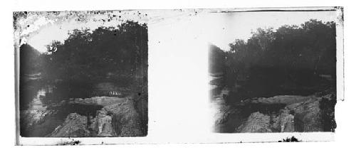 Stereo glass slides of Siam; landscape scene