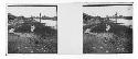 Stereo glass slides of Siam; shoreline of River with flower in foreground