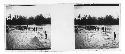 Stereo glass slides of Siam; people in water with boat in foreground