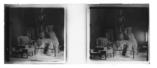 Stereo glass slides of Siam; buddha statue interior