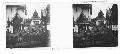 Stereo glass slides of Siam: people seated outside shrine?