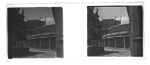 Stereo glass slides of Siam: exterior of decorative building