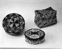 Birchbark Box, Woman's Trinket Basket and Covered Basket
