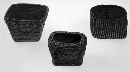 Three imbricated baskets (Salish: interior, Klikitar)