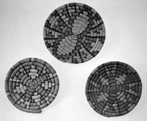 Three Hopi basketry trays