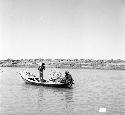 Boat and people on Indus river at Pattan Ferry