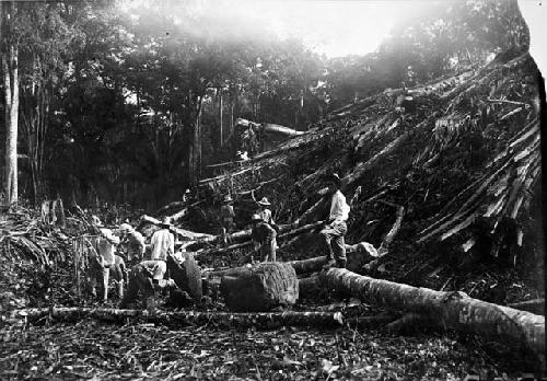 Costillo and his men clearing near monuments