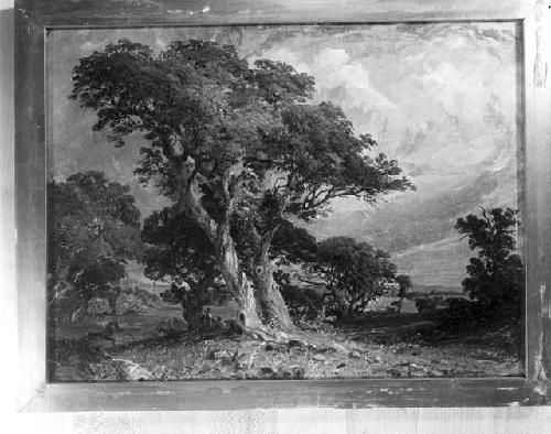 "Live Oaks with Two Small Figures"