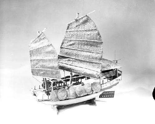 Model ship made of assorted elements