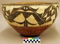 Polychrome pottery large bowl - red, black, yellow