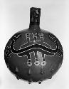 Flask of brownware with painted animal motif