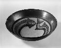 Bowl; Painted interior with snake design