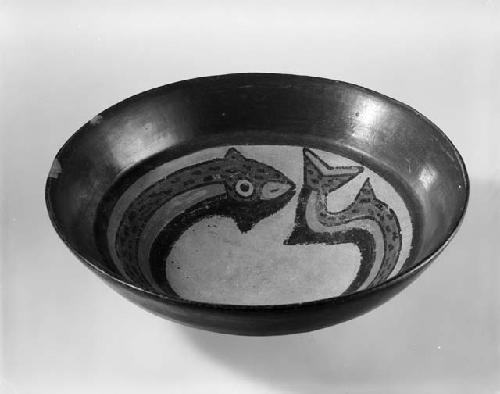 Bowl; Painted interior with snake design