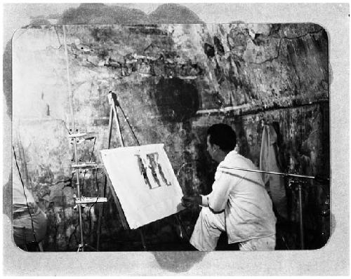A Tejeda copying wall painting in Structure One