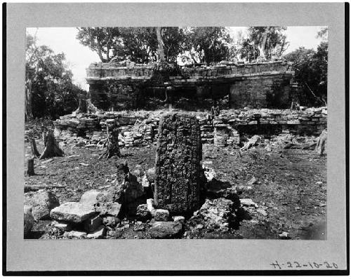 Temple twenty; east façade, looking west and stela two