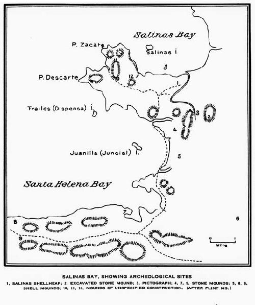 Photocopy of Salinas Bay Showing Archaeological Sites, From Book