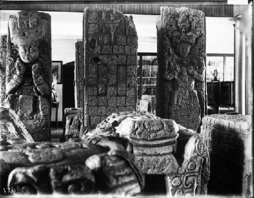 Steles. Peabody Museum, Central American and Mexican Room