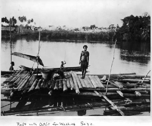 Raft with outfit for washing sago