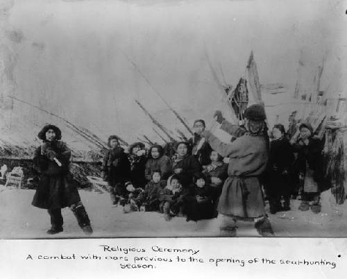 Religious Ceremony: a combat with oars previous to the opening of the seal-hunting season