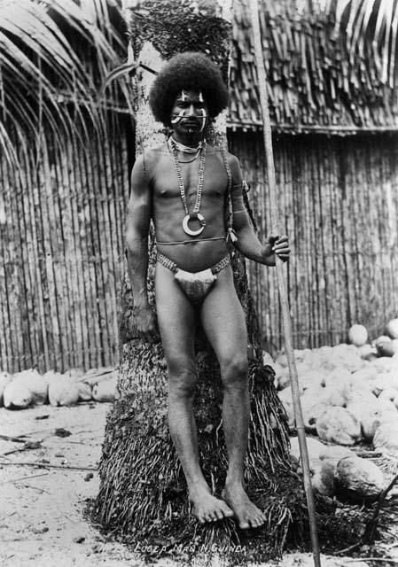 Ornamented man from Logia, China straits, New Guinea (Copy photo of H22715)