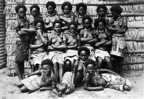 Fifteen tatooed girls from Uiaku, Papua New Guinea (Copy photo of H22743)