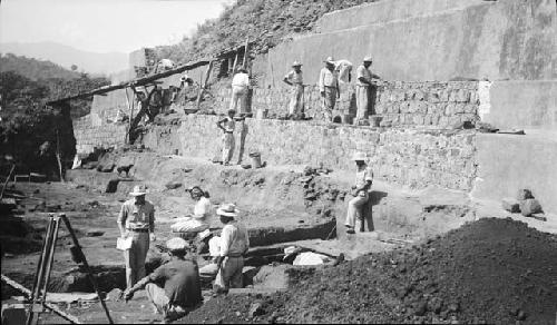 Excavation site with workers