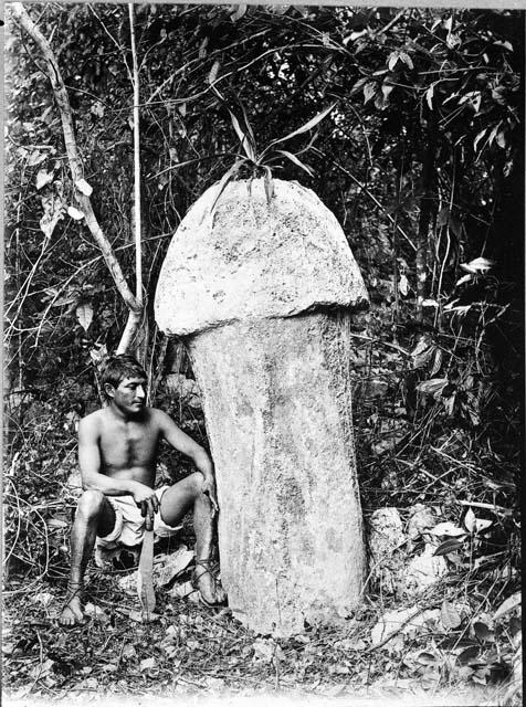 Phallic sculpture from Xceptunich (?), western Yucatan, Mexico