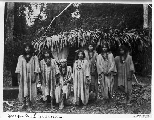 Group of seven Lacandon Indian women, Yucatan, Mexico, 1863