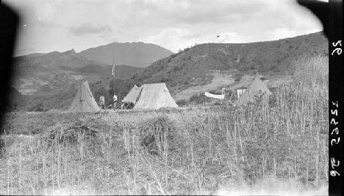 Tents set up in large field