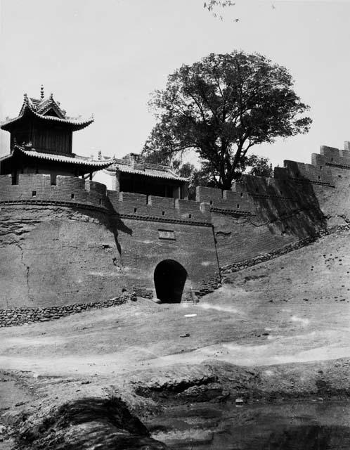 View of the East Gate into Wang Yeh Fu, Alashan, Mongolia