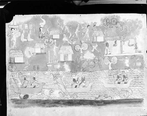 Anne Morris' reconstruction of "Sea Coast Village" from mural painting at Chichen Itza