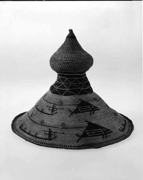 Woman's hat, Clatsop, probably collected by Lewis and Clark, 1804-06, came via Boston (Peale) Museum.