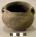 Ceramic pot, 2 handles, spalling around base