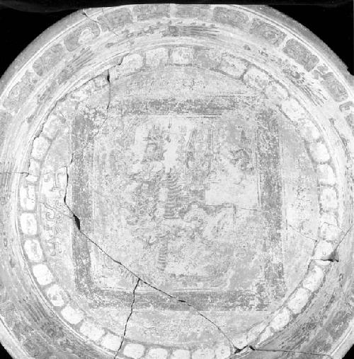 Dish - decorated with glyphs