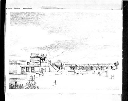 Drawing of ceremonial center, Mayapan